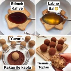 four pictures showing different types of food being made