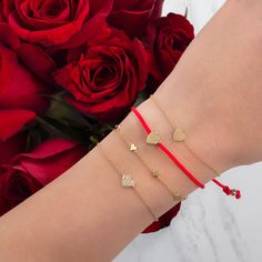 Gift ideas for that special someone... or yourself Everyday Bracelet, Solid Gold Chains, Tiny Diamond, Dainty Bracelets, Layered Bracelets, Cute Bracelets, Small Heart, Gold Heart