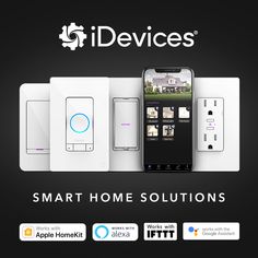 the smart home appliance is displayed in front of an advertisement for its devices