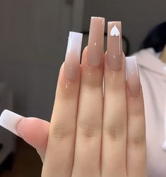 Cute Natural Nails Acrylic, Nails Ideas 2023, Cute Nails Designs For Acrylics, Nails Acrylic Nude Color, Long Acrylic Nails With Initials, Acrylic Coffin Nails, Nails Nude Ideas, Acrylic Nails Nude Colors, Trendy Nail Ideas Acrylic