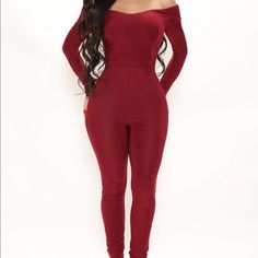 Fashion Nova Jumpsuit Size Large Nwt Fitted Burgundy Jumpsuits And Rompers, Red Stretch Jumpsuit For Date Night, Chic Red Bodysuit For Date Night, High Waist Red Jumpsuits And Rompers For Night Out, Red Bodysuit For Date Night, Red Long Sleeve Jumpsuits And Rompers For Date Night, Fashion Nova Jumpsuit, Burgundy Jumpsuit, Fashion Nova Pants