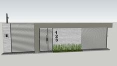 an architectural rendering of a building with grass growing out of the door and numbers on the side