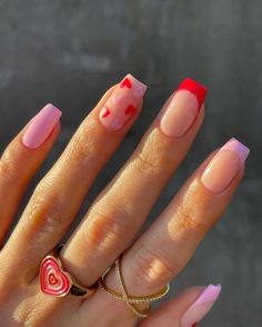 Nail the Look: Dive Deep into Nail Care, Design, and Expression – Your Ultimate Nail Inspiration Hub Trendy Valentines Day Nails Square, Cute Short Valentine Nails, Valentines French Tip Nails, Heart Valentines Nails, Valentine Nails Pink, Vday Nails, Nail Designs Valentines