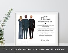 a poster with the words to my parents on my wedding day