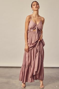 Sweet and Flirty Dusty Mauve Tiered Maxi Dress - BohoPink Dusty Mauve, Sweetheart Prom Dress, Cutout Maxi Dress, Tiered Maxi Skirt, Mauve Dress, Sweetheart Dress, Dress Dusty, Pink Boho, Tiered Maxi Dress