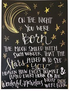 a chalkboard sign that says on the night you were born