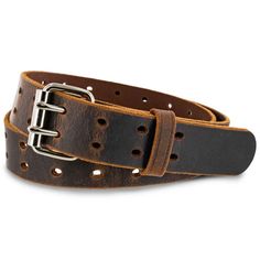 Take a trip back in time to the '60s. The Woodstock from Hanks Belts would look right at home back in the days of free love.Made from solid full-grain leather this belt is built to stand the test of time and give you decades of use.Holes punched the entire length give it a classic, retro look. With infinite adjustability, this belt is perfect for those losing weight.The heavy-duty double prong roller buckle is held on with Chicago Screws so it can be swapped out if you ever want to change the bu Chicago Screws, Nice Belts, Free Love, Branded Belts, Designer Belts, Jean Belts, Casual Belt, Flare Leg Jeans, Buffalo Leather