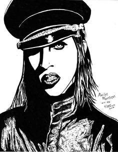 a black and white drawing of a woman wearing a hat with her hair pulled back