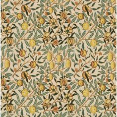 an old wallpaper with fruit and leaves on it