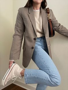 Outfit Chic, Outfit Jeans, Casual Work Outfits, Blazer Outfits