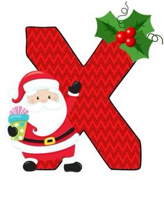 the letter k is for santa claus and has a christmas decoration on it's chest