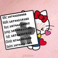 an id card with hello kitty on it and hearts around the neck, in front of a pink background