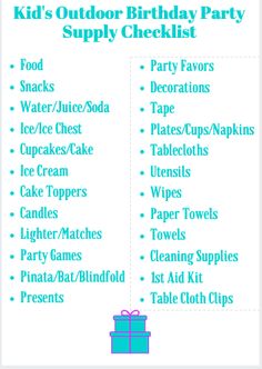 a birthday party checklist for kids