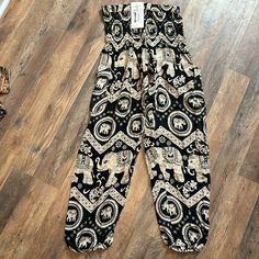 Side Medium/Large Rayon Pants, Pants Color, Pant Jumpsuit, Pants For Women, Elephant, Black White, Black And White, Pants, Women Shopping