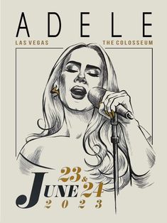 the poster for an upcoming concert with lady in white dress holding a microphone and singing