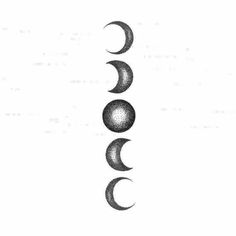 three phases of the moon in black and white