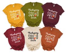 Join the Thanksgiving fun with the Family Matching Thanksgiving Squad Shirt. This t-shirt adds a playful and coordinated touch to your family celebration. Perfect for group photos and a great gift idea, this funny Thanksgiving tee is sure to make the holiday even more memorable! Product Description: ⇝ Bella and Canvas Brand Shirts ⇝ Unisex Adult Sizing ⇝ Rolled Sleeves in pictures are for styling purposes only ⇝ Props used in photos for are NOT included with purchase ⇝ Please consult the listing Thanksgiving Tshirt Ideas For Family, Thanksgiving T Shirt Ideas, Thanksgiving Clothes, Funny Thanksgiving Shirts, Thanksgiving Tee, Family Thanksgiving, Thanksgiving Fun, Group Shirts, Squad Shirt