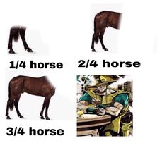 four different pictures of horses and their names