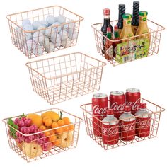 PRICES MAY VARY. WHERE TO USE: Size 11(L) x 8.7(W) x 4.9(H) inches, the 5 pack storage wire basket maximizes the capacity for flexible storage on cabinets, closets, countertops and shelves of all sizes, giving you a neat and organized storage space, and easy access to items from the household goods pantry and storage room, Because it is ordered and visible! RELIABLE QUALITY: Our wire basket is made of high quality metal materials, the surface is coated with environmental protection, in line with Kitchen Pantry Organization Storage, Gold Wire Basket, Metal Bins, Bathroom Pantry, Metal Storage Bins, Pantry Baskets, Snack Organizer, Kitchen Basket Storage, Wire Basket Storage