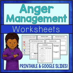 an anger management worksheet with the words, printable and google slides on it