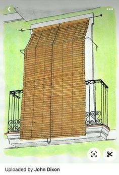 a drawing of a bamboo curtain on a balcony