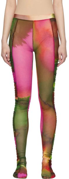 Dries Van Noten: Purple Ruffled Tights | SSENSE Pink Mesh Bottoms For Spring, Pink Stretch Nylon Leggings, Fitted Nylon Leggings For Spring, Fitted Multicolor Nylon Bottoms, Spring Multicolor Nylon Bottoms, Colorful Tights, Colored Tights, Mesh Leggings, Current Styles