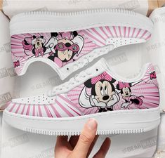 Minnie Air Sneakers Custom Shoes All of our Air Sneakers styles are custom-made-to-order and handcrafted to the highest quality standards. High-quality rubber sole for traction and exceptional durability Lace-up closure for a snug fit. Material: Microfibre leather: chemical & abrasion resistance, anti-crease, aging resistance Eco-friendly and 100% Vegan. Please allow 10-15 business days to receive a tracking number while your order is hand-crafted, packaged and shipped from our facility. Minnie Mouse Cartoons, Custom Shoes Men, Cute Minnie Mouse, Air Force 1 Shoes, Air Sneakers, Sneaker Culture, Mouse Cartoon, Sneaker Lovers, Cartoon Gift