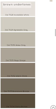 the color scheme for brown undertones is shown in three different shades, including gray and white