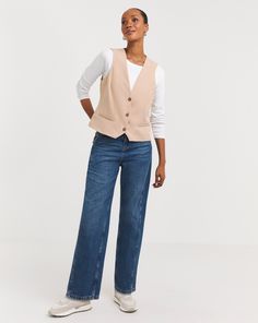 This effortless waistcoat adds a feminine tailored touch to any outfit. Complete with button through front, v-neckline and flattering seam detailing, this waistcoat is a versatile layering piece. Jd Williams, Layering