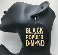 Black By Popular Demand Earrings Trendy Black Hoop Earrings As Gift, Trendy Black Hoop Earrings For Gift, Trendy Black Pierced Hoop Earrings, Cheap Artistic Black Earrings, Big Earrings Black Women, Black Drag Earrings, Afro Earrings, African Earrings Handmade Inspire Uplift ⭐, Afrocentric Earrings