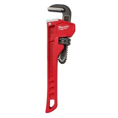 a red wrench with a tool attached to it