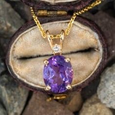 Amethyst Rings, Amethyst Ring Vintage, Amethyst Set, Ruby Jewelry, Amethyst Jewelry, Yellow Gold Pendants, Rings Jewelry, Amethyst Pendant, Diamond Pendant Necklace