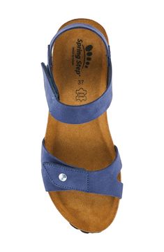 Adjustable straps allow for a customized fit on a supple suede sandal lifted by a modest platform and cork-wrapped wedge heel. 2" heel; 3/4" platform Adjustable straps with hook-and-loop closures Contoured footbed Leather upper and lining/synthetic sole Made in Spain Adjustable Round Toe Wedge Sandals With Cork-bed Midsoles, Suede Ankle Strap Sandals With Cork-bed Midsoles, Casual Suede Wedge Sandals With Heel Strap, Suede Wedge Sandals With Removable Insole And Open Heel, Suede Closed Toe Wedge Sandals With Removable Insole, Suede Sandals With Leather Footbed And Wedge Heel, Suede Wedge Heel Sandals With Heel Loop, Suede Open Heel Wedge Sandals With Heel Loop, Adjustable Suede Sandals With Heel Loop