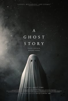 a movie poster for a ghost story with the title written in black and white on it