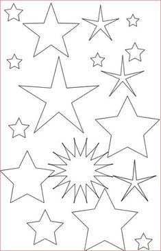 the star pattern is drawn in black and white with red border around it, as well as several smaller stars