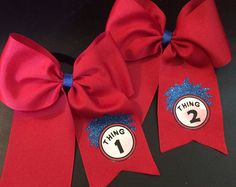 Dr Suess, Cheer Bows, Hair Bows, Etsy Listing, Etsy Seller, Small Business, Unique Items Products, Thing 1, Handmade Gifts