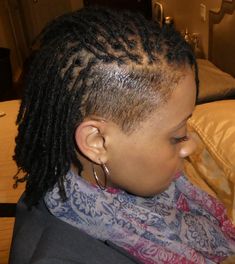 Loc Styles With Shaved Sides Black Women, Sisterlocs Shaved Sides, Mini Twists Shaved Sides, Shaved Side With Locs, Shaved Side Micro Locs, Shaved Side Sisterlocks, Shaved Side Locs Hairstyles