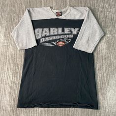 Vintage 2000s Harley Davidson Motorcycle Biker Orange County Double Sided Y2K Aesthetic Black Graphic T Shirt Medium Mens Condition:  Excellent Used Condition  =. No Flaws Measurements: Please see photos above for all measurements IF YOU BUY TWO OR MORE ITEMS USE THE CODE BUNDLE @ CHECK TO SAVE 20% WE SHIP WITHIN 24 HOURS AFTER PURCHASE! Please be aware that we do not offer free returns!! The Buyer is responsible for the cost of the return label.  Follow us on TikTok & Instagram @findsnostalgic and tag us in your finds Harley Davidson Outfits Y2k, Biker Style Crew Neck Top With Logo Print, Biker Style Cotton Shirt For Streetwear, Black Y2k Shirt With Crew Neck, Black Y2k Crew Neck Shirt, Black Y2k Style Crew Neck Shirt, Y2k Aesthetic Black, Streetwear Ideas, Biker Aesthetic