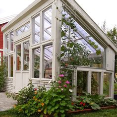 a house with many plants growing inside of it