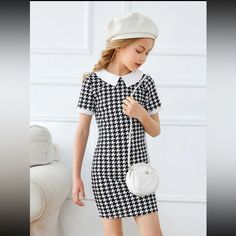 Baby Neck Print Dress Keyhole In The Back Classic Style Size 10y Baby Boy T Shirt, Pencil Skirt Casual, Shein Kids, Kids Designer Dresses, Shein Dress, Paris Outfits, Stylish Dress Book, Teenage Fashion Outfits