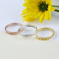 Custom Name Ring Personalized Stacking Ring Skinny Stackable | Etsy Stackable Name Rings, Ring For Mom, Letter Necklace Initials, Gold Knot Ring, Bridesmaid Gifts Unique, Silver Bridesmaid, Handwriting Jewelry, Birthday Gift Ring, Mom Ring