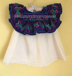 "This is my New design. Adorable baby dress, perfect to wear in a Mexican party, Mexican wedding, Flower girls, Cinco de Mayo, Cake smash or just a normal Summer or Spring day. Closes with bottons on the back. Fabric: Cambaya and soft muslin Fit size 2T Measurements taken flat: Armpit to armpit 12 1/2\" Bottom hem width 19 1/2\" Shoulder to bottom hem 15\" Ps. I can also make this dress in another size and color." Fiesta Dresses With Ruffles, Bohemian Ruffle Dress For Fiesta, Bohemian Ruffled Dress For Fiesta, Ruffled Dresses For Fiesta, Fiesta Multicolor Ruffled Dresses, Traditional Ruffle Dress For Fiesta, Mexican Outfit Party, Baby Mexican Dress, Party Dress For Girls