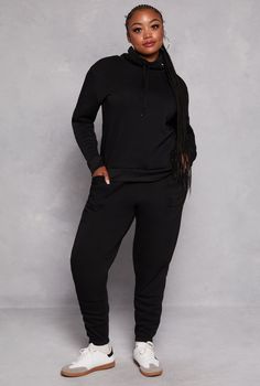 Sweatpants, Tapered Leg, High Waisted, Solid, Fleece, Item Number 3951063401821 Plus Size Joggers, Pocket Sweatpants, Sweatpants Black, Plus Size Pajamas, Romper And Jacket, Leather Shorts, Leather Leggings, Matching Dresses, Jeans For Sale