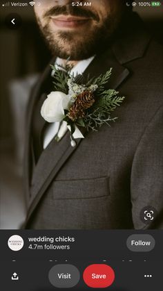 a man in a tuxedo with a boutonniere on his lapel