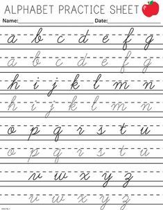 an alphabet practice sheet with the letters and numbers to be used for writing worksheets