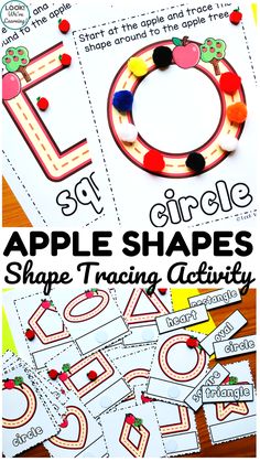 apple shapes shape and trace activity for kids