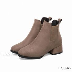 Lasaky - Refined Black Ankle Boots with Rounded Toe, Casual Comfort, Chunky Heels, and Short Tube - Martin Boots Winter Chelsea Boots With Block Heel And Medium Width, Winter Chelsea Boots With Block Heel, Casual Martin Boots With Block Heel For Winter, Casual Winter Martin Boots With Block Heel, Casual Block Heel Chelsea Boots For Winter, Winter Workwear Booties With Round Toe, Chunky Heels Casual, Rough Heels, Chunky Heel Ankle Boots