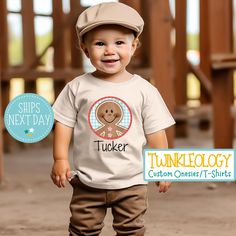 Christmas Kids Shirt- Gingerbread Toddler Shirt - Cute Retro Gingerbread Natural Tee - Vintage Christmas Shirt - Boy Christmas Shirt If you're like us and love your baby looking cute all the time, then this super soft, organic, Christmas T-Shirt is going to make your day! Designed with stylish mamas in mind. **Sizing Tip** Onesies are designed on Gerber Organic. They tend to run small, so we recommend sizing up if you are unsure. OEKO-TEX Certified to give you peace of mind that no harmful subst Kids Christmas T Shirts, Organic Christmas, Boys Christmas Shirt, Vintage Christmas Shirt, Gerber Organic, Christmas Shirts For Kids, Custom Onesies, Christmas Kids, Love You Baby