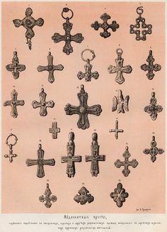 an antique illustration of cross designs from the 19th century