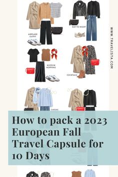 City Travel Capsule Wardrobe, European Spring Capsule Wardrobe, Capsule Wardrobe Trip To Europe, Packing For Fall In Italy, Europe Travel Outfits Fall Carry On, Autumn Travel Capsule Japan, 10 Day Capsule Wardrobe Fall, 4 Day Travel Outfits Capsule Wardrobe, Travel Capsule Wardrobe Fall Paris